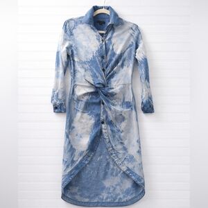 Kroix Denim Lightweight Bleached Tie Dyed Shirtdress M